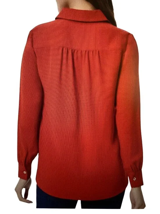 JONES NEW YORK WOMENS SIDE-BUTTON SHIRTTAIL DEEP ROUGE M  NWT - Picture 3 of 8